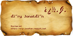 Őry Jonatán névjegykártya